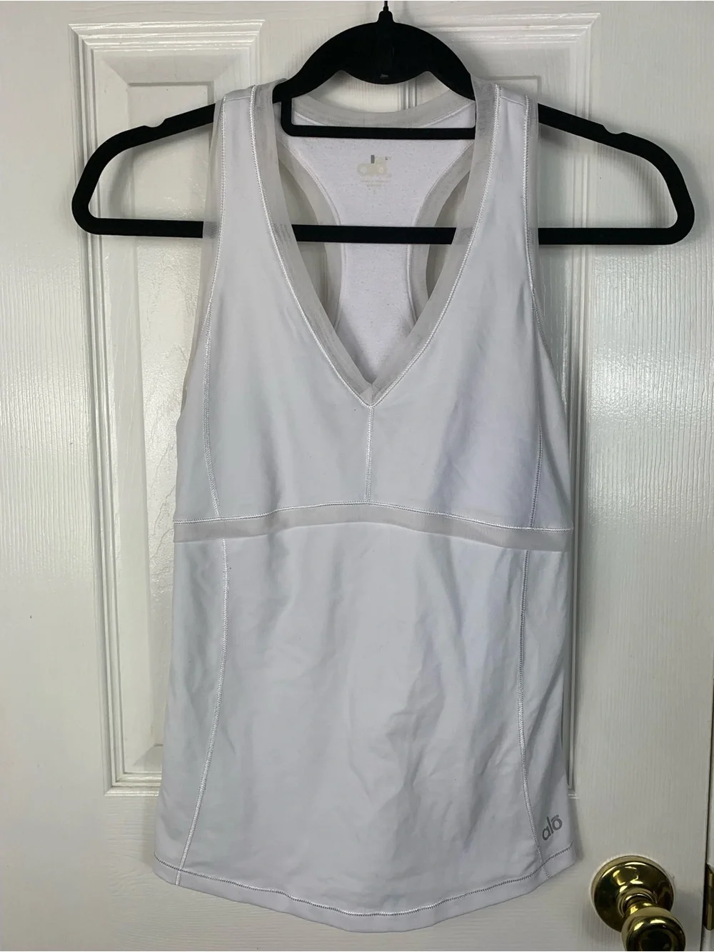 ALO Yoga White Racerback V-Neck Tank Top